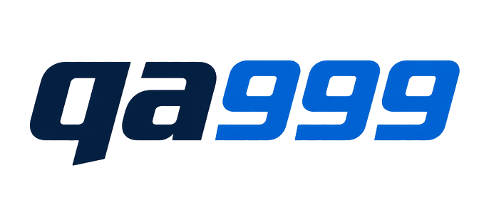 qa999 logo in purple neon style